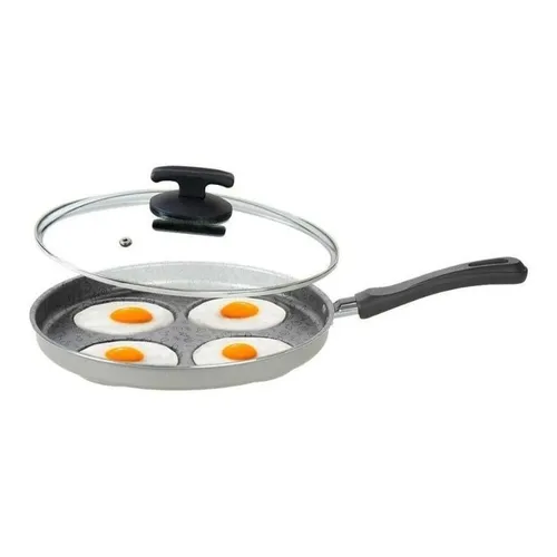 Frigideira 4 Ovos Antiaderente Grafite C/ Tampa Vidro Ramos
