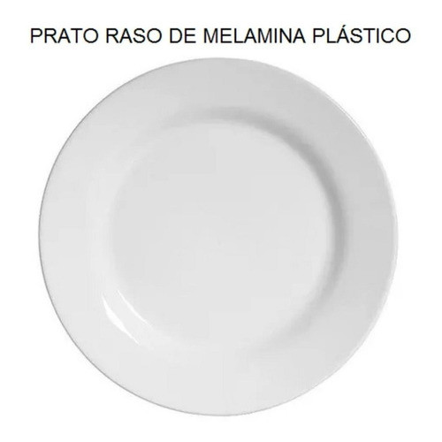 PRATO RASO MELAMINE BRANCA 25 CM YANGZI - 2972 UN COM 1 UN