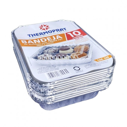 BANDEJA ALUMINIO TP PET 230 ML THERMO - 329 PT COM 10 UN