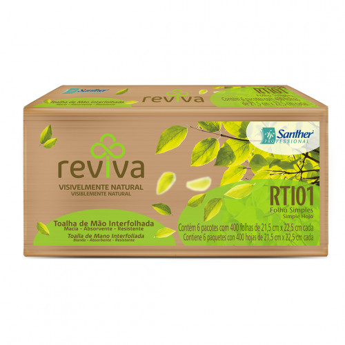 Toalha Papel Sustentável Fs 3D Reviva Santher - RT101 FD C/ 2400 UN