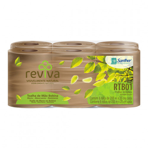 Papel Toalha Bobina Sustentável  Reviva Santher Fs 6x200m - RTB01