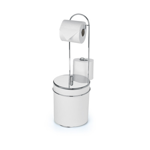 Suporte Porta Papel Higiênico Com Lixeira 5l Tampa Inox 1245