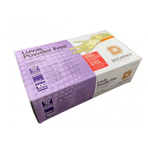 LUVA LATEX S/PO USO GERAL P DESCARPACK - 122201 P P FRE CX COM 100 UN