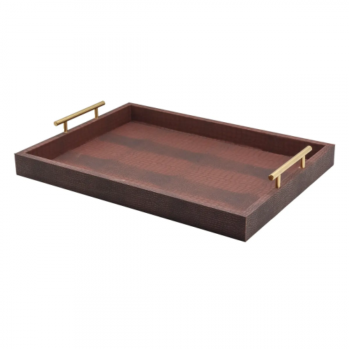 Bandeja Decorativa Organizadora Escritório Couro Mocca 2727
