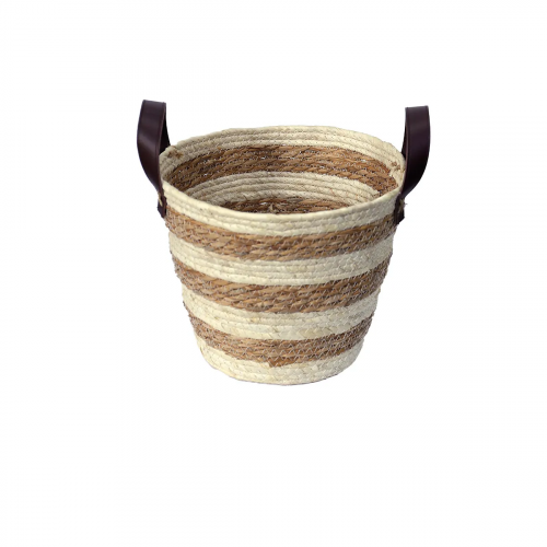 Cesto De Fibra Natural Com Alça Mocca 28x22Cm Paramount 3009