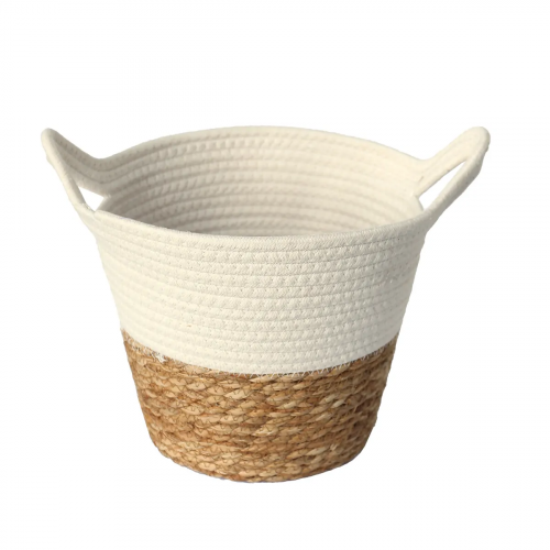 Cesto De Fibra Natural e Algodão C/ Alça Multiuso 26x22 3033