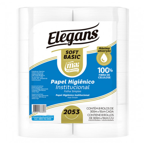 HIGIENICO FS 8X300 M 100 % CEL SLIM MILI - 2053- 15GR FD COM 8 UN