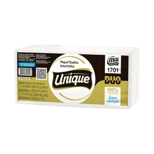 TOALHA PAPEL FD 2D 23x20 DUO 100 % MILI - 1701-34 GR PT COM 200 UN