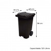 Container com Rodas 120 Litros Preto - JSN