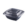 100 Unid Bandeja Quadrada Com Tampa 1300 Ml G337 Galvanotek Cor Preto