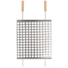 Grelha Moeda Inox P/churrasco 40x50 Cm C/cabo De Madeira Mor